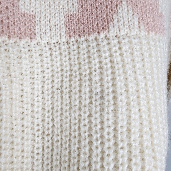 SO Turtleneck Knit Dress Sweater Ivory Pink Oversized Size M - Picture 6 of 15
